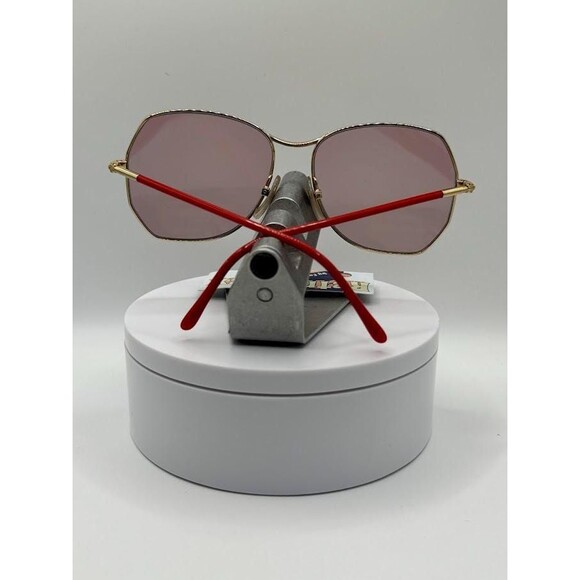 True Vintage Oversize Sunglasses NOS Pink Lens Red/Gold Frame Oleg Cassini #553